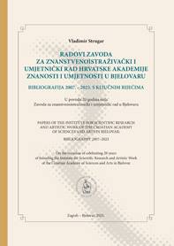Radovi Zavoda za znanstvenoistraživački i umjetnički rad Hrvatske akademije znanosti i umjetnosti u Bjelovaru : bibliografija 2007. – 2023. s ključnim riječima
